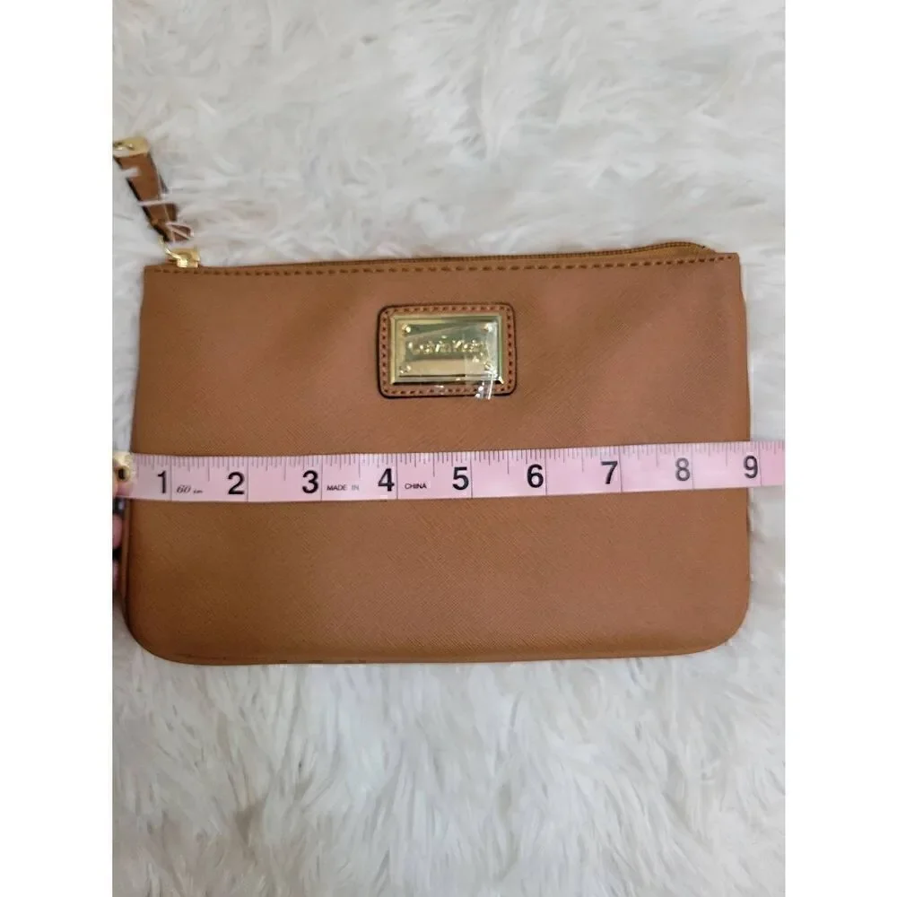 Calvin Klein Small 9x6 Brown Travel Bag Makeup Bag Clutch New